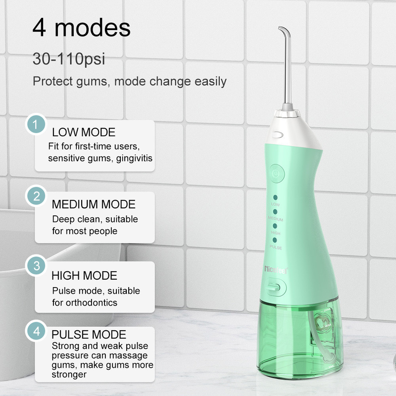 Rumah Perjalanan 300ML IPX7 Tahan Air Irrigator Oral Gigi Tanpa Kabel Portabel