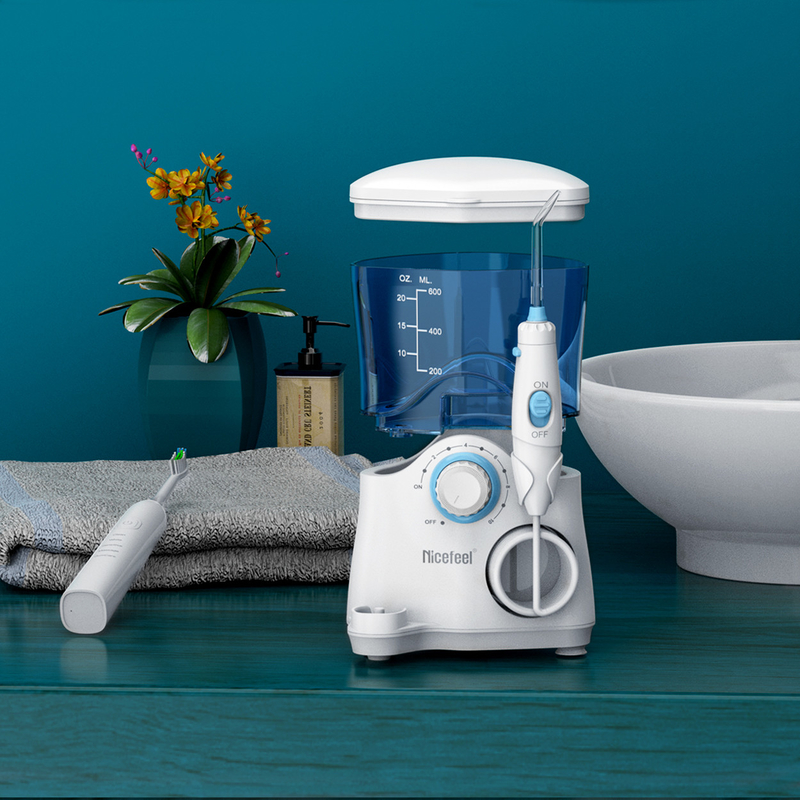Produk Gigi Sikat Gigi Sonic Flosser Air Untuk Keluarga 600ml Putih OEM ABS Tank
