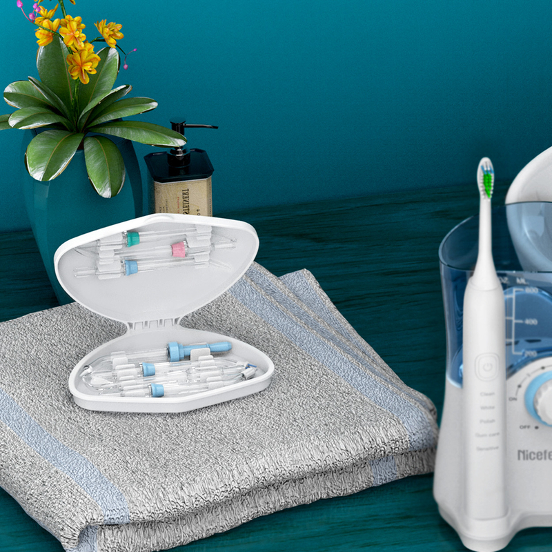Produk Gigi Sikat Gigi Sonic Flosser Air Untuk Keluarga 600ml Putih OEM ABS Tank