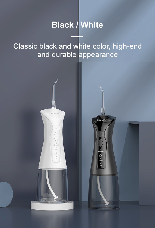 Baterai Flosser Air Tanpa Kabel Hitam 1400mAh Dioperasikan Irrigator Lisan