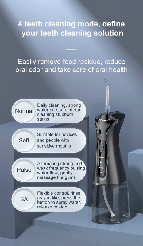 300ml Cordless Nicefeel Portable Oral Irrigator Perawatan Gigi Dengan Nozzels