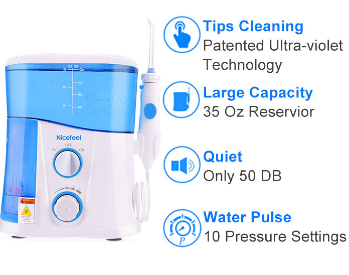 6Pcs Sikat Gigi Listrik dan Flosser Air All-in-One untuk Perawatan Mulut