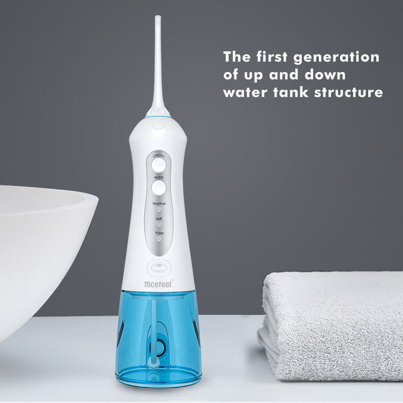 Flosser Air Tanpa Kabel, Pembersih Gigi Portabel Dengan 3 Mode, Pembersihan Kuat, Tangki Air 300ML, Tahan Air IPX7