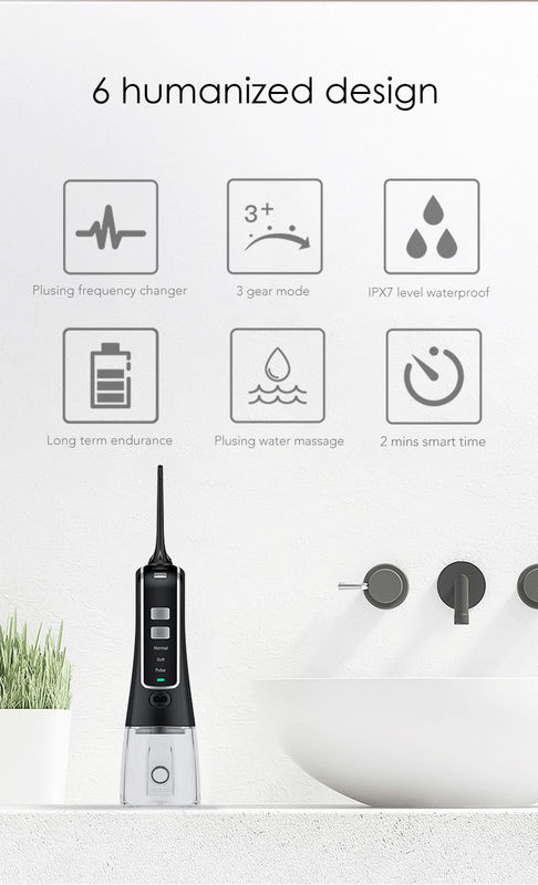 Waterproof IPX7 Shower Water Flosser Cordless Oral Irrigator 300ml Tangki Air
